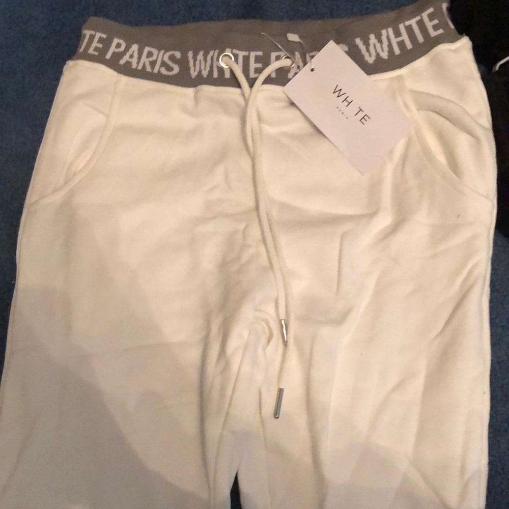 White Paris joggers